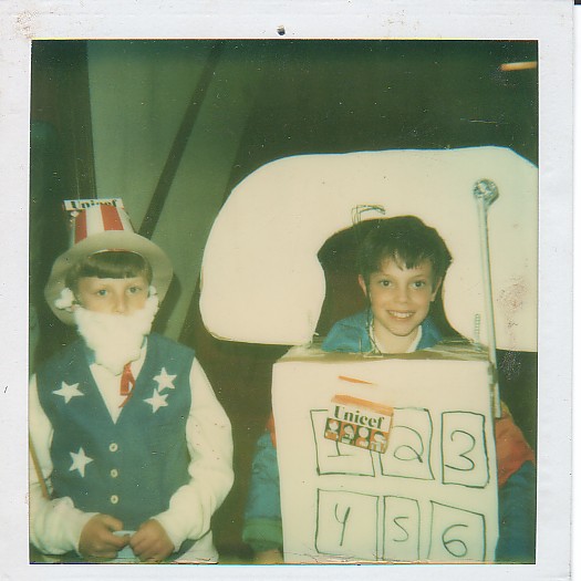 Mike Greenfield and Andy Keidel dressed up for Halloween, at age 10 (or so)
