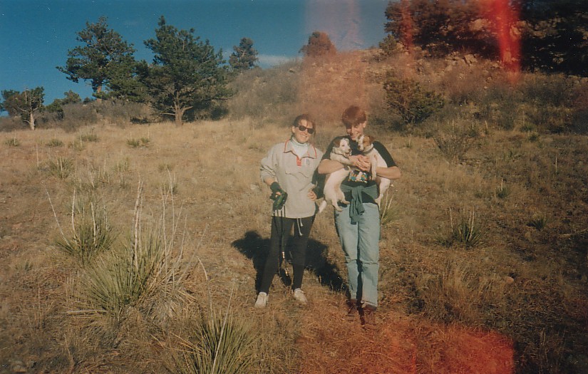Mike and Lauren Greenfield, with Murphie and Rockie in Colorado's foothills